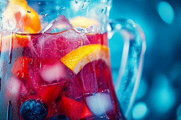 Fresh fruit beverage, sangria close up