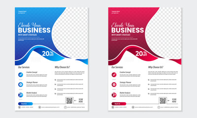  a bundle of 2 templates of different colors a4 flyer template, modern business flyer template, abstract business flyer and creative design, IT company flyer and editable vector template design