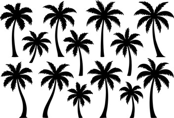 A pattern of dark palm tree silhouettes against a muted green background silhouette