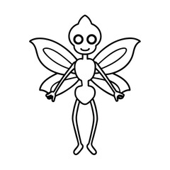 bone fairy creature outline in line art vector
