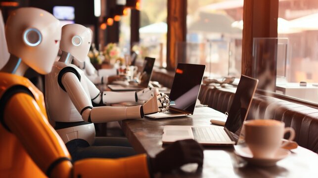 Robots Working in a Cafe: A glimpse into a futuristic collaboration.