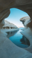 The rock formations are textured with various shapes and patterns, showcasing the artistry of erosion. The lighting is soft and even,.png