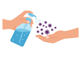 Hand Sanitizer Illustration Preventing the Spread of Viruses with Cleanliness