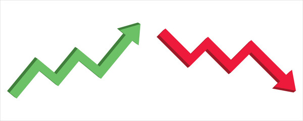 Up and Down zigzag Arrows – Business Growth and Decline Vector Illustration