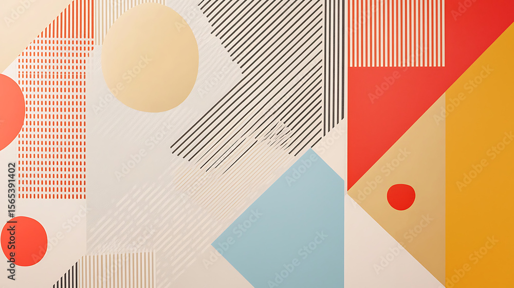 Poster a colorful abstract painting with a lot of different shapes and lines