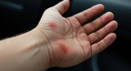 Bee sting on swollen hand
