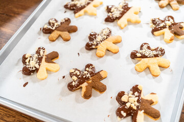 Making Cutout Sugar Cookies, Chocolate-Dipped, Hazelnut-Sprinkled