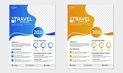 Travel flyer modern A4 or brochure template design for travel agency