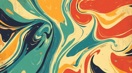 Vintage marbled design with warm colors.