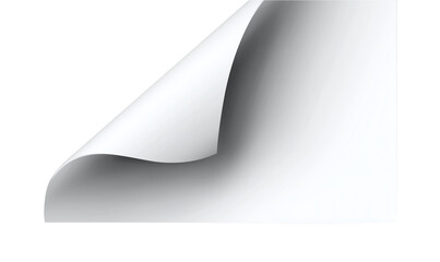 Realistic curls of the corners of a paper page on a transparent background with shadow, curled corners of a sheet of paper. The white edges of the vector stickers are curved. Corners of paper scroll