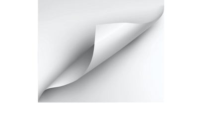 Realistic curls of the corners of a paper page on a transparent background with shadow, curled corners of a sheet of paper. The white edges of the vector stickers are curved. Corners of paper scroll