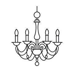 elegant chandelier outline line art vector 