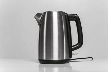 Stainless Steel Electric Kettle on White Background