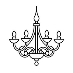 elegant chandelier outline line art vector 