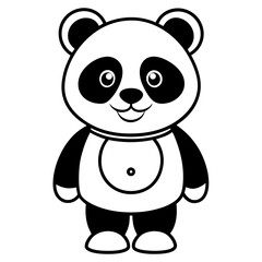 Obraz premium Cute cartoon panda bear standing and smiling with black and white coloring