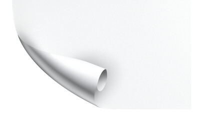 Realistic curls of the corners of a paper page on a transparent background with shadow, curled corners of a sheet of paper. The white edges of the vector stickers are curved. Corners of paper scroll