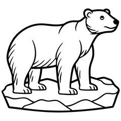 Fototapeta premium Stylized black and white illustration of a polar bear standing on ice
