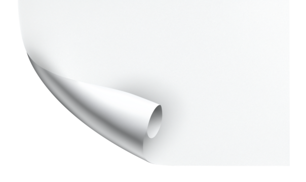 Realistic curls of the corners of a paper page on a transparent background with shadow, curled corners of a sheet of paper. The white edges of the vector stickers are curved. Corners of paper scroll