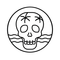florida beach skull line art vector t shirt design 