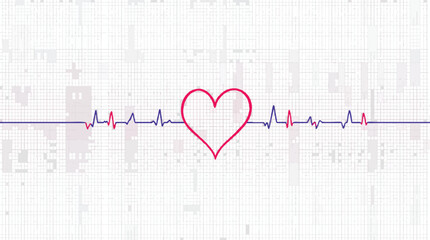 Abstract heartbeat and ekg illustration depicting health and wellness on a white background.