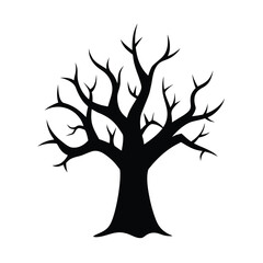 Halloween tree black vector silhouette design