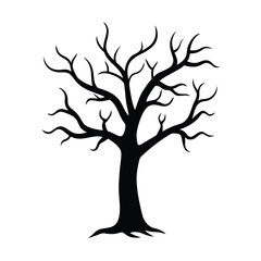 Halloween tree black vector silhouette design