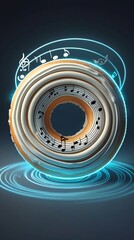 A light blue music wave donut, blending sweet flavor with rhythmic abstract design in soft tones.