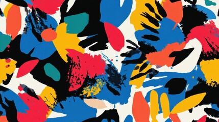 Abstract pattern of colorful, textured shapes.