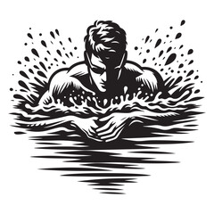 A muscular male swimmer is swimming in a swimming pool vector image