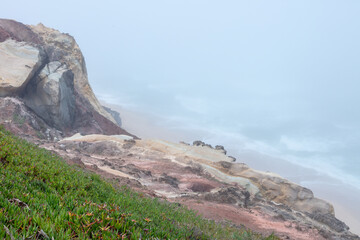 Foggy Summer Morning at Santa Cruz Beach, Torres Vedras, Portugal. July 4, 2025
