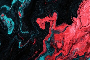 Colorful abstract swirling patterns with red, blue, and black tones in a vivid design for artistic expression