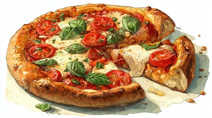 Delicious Margherita Pizza with Fresh Tomatoes and Basil