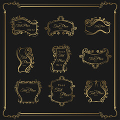 set gold label vintage ornate frame 