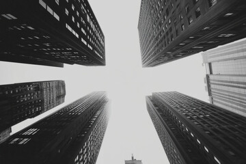 Exploring dynamic angles of towering architecture in urban landscape