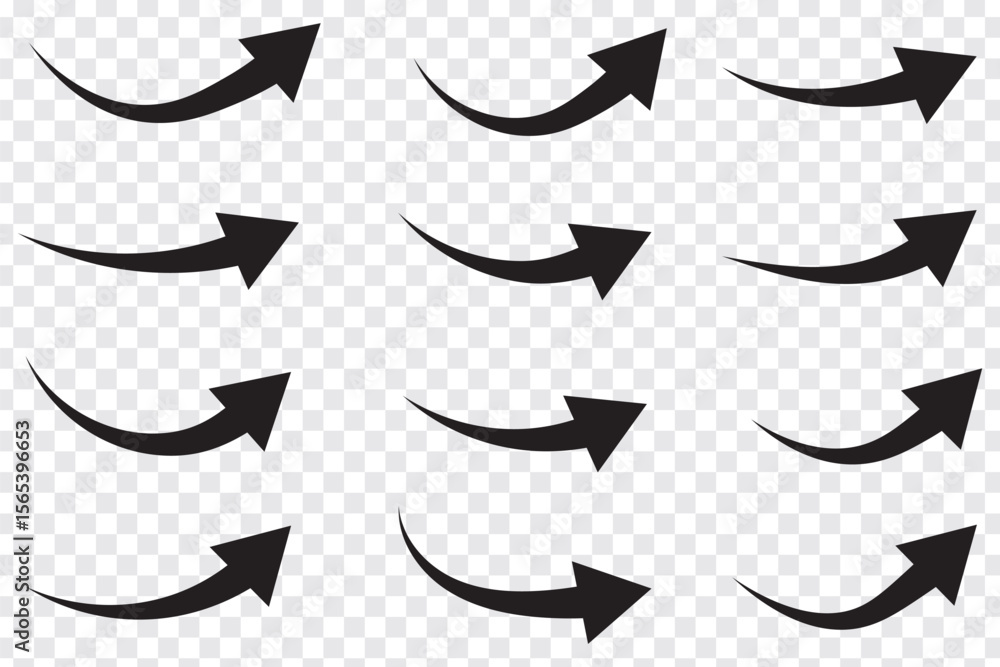 Poster curve arrows icon, curved arrows, arrow sign, arrow symbol collection. black arrows set on transpare