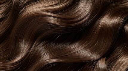 Fototapeta premium Close-up of rich brown, wavy hair. Healthy, shiny strands