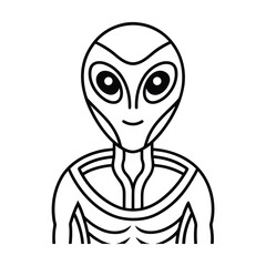 minimal alien vector in line art style