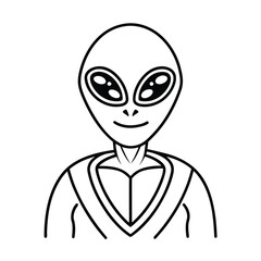 minimal alien vector in line art style