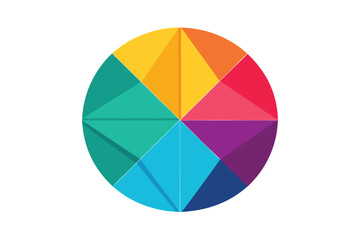 Obraz premium A colorful segmented circle graphic representing data visualization with modern geometric shapes and bright colors