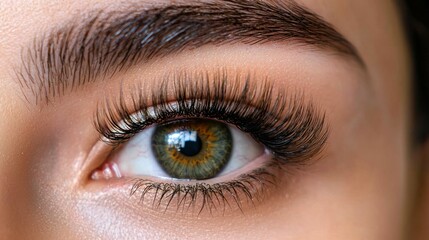 Fototapeta premium Close-up of woman's eye with eyelashes