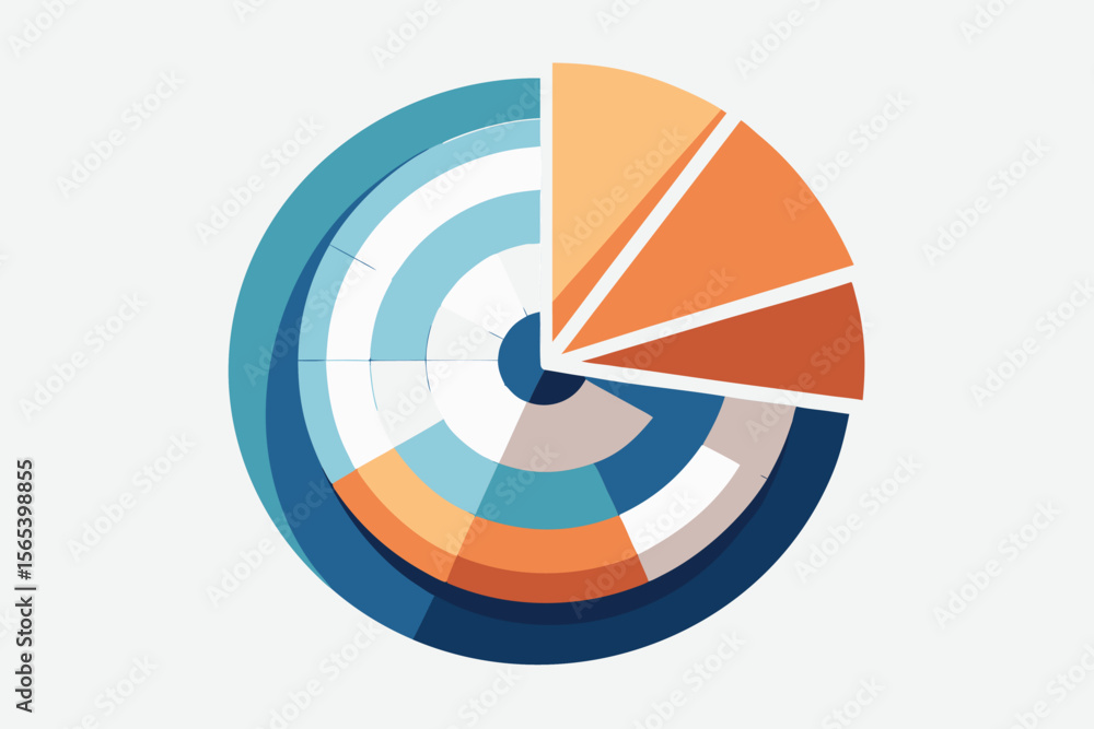 Poster abstract circular infographic diagram showcasing different data segments representing statistics and