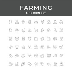 Farming Line Icon Set – Agriculture, Farm, Tractor, Crop, Animal, Plant, Harvest, Minimal Vector Collection