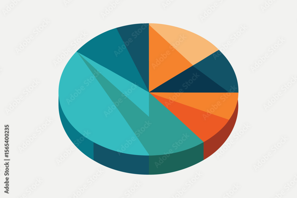 Poster abstract geometric pie chart illustration depicting financial data and information visualization for
