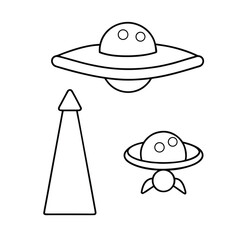 ufo alien being outline vector drawing