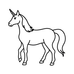 unicorn standing pose sketch line art vector