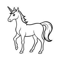 unicorn standing pose sketch line art vector