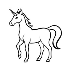 unicorn standing pose sketch line art vector