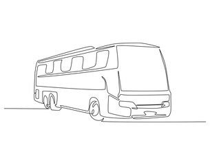 Bus continuous line. Continuous one line drawing of bus. Public transportation concept. Single line drawing