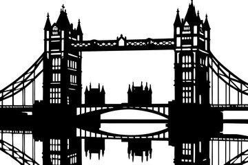 Obraz premium Iconic London Bridge Silhouette A Black and White Architectural Masterpiece