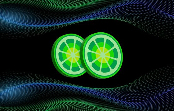 limewire-lmwr virtual currency images on digital background. 3d illustration